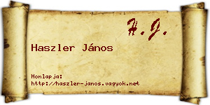 Haszler János névjegykártya